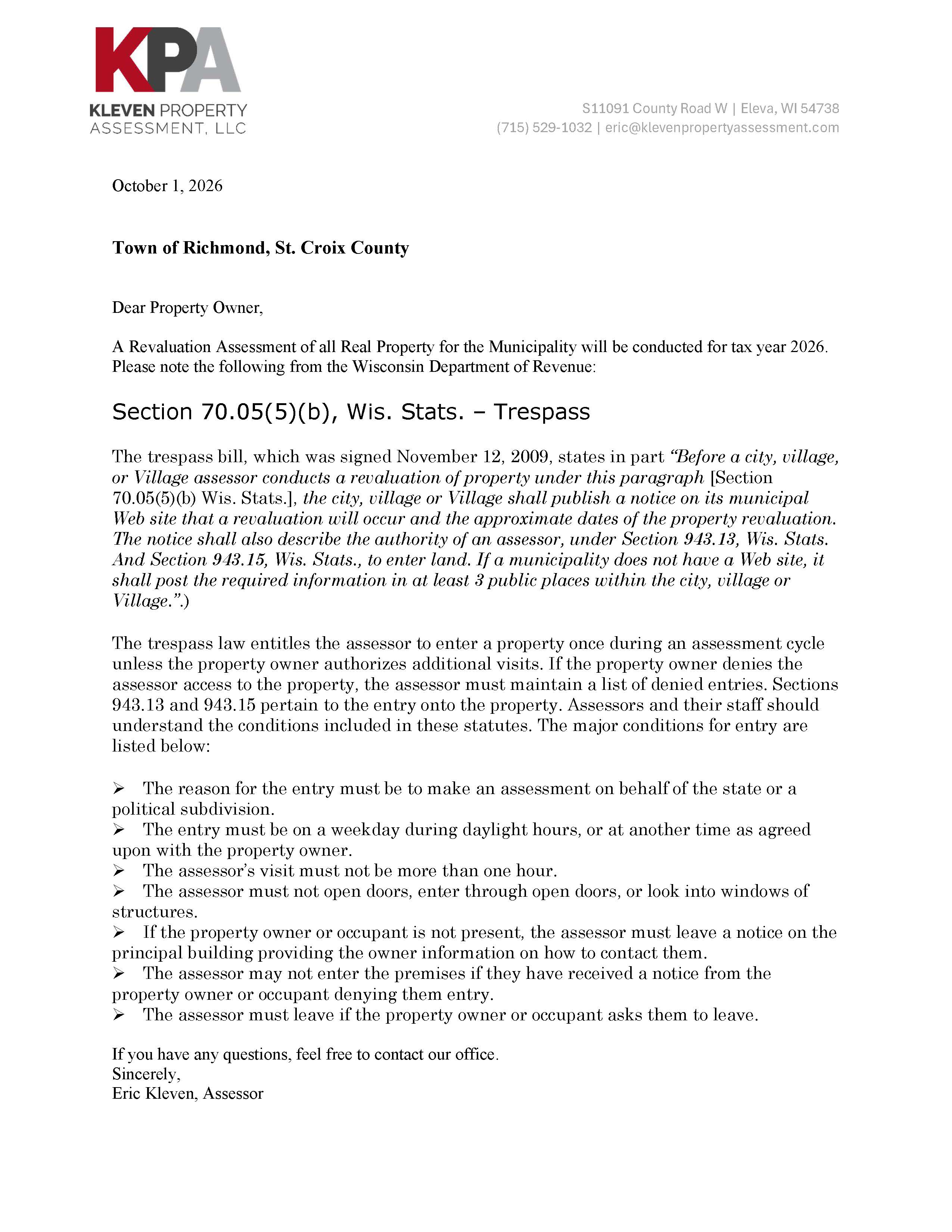 Revaluation Assessment Notice